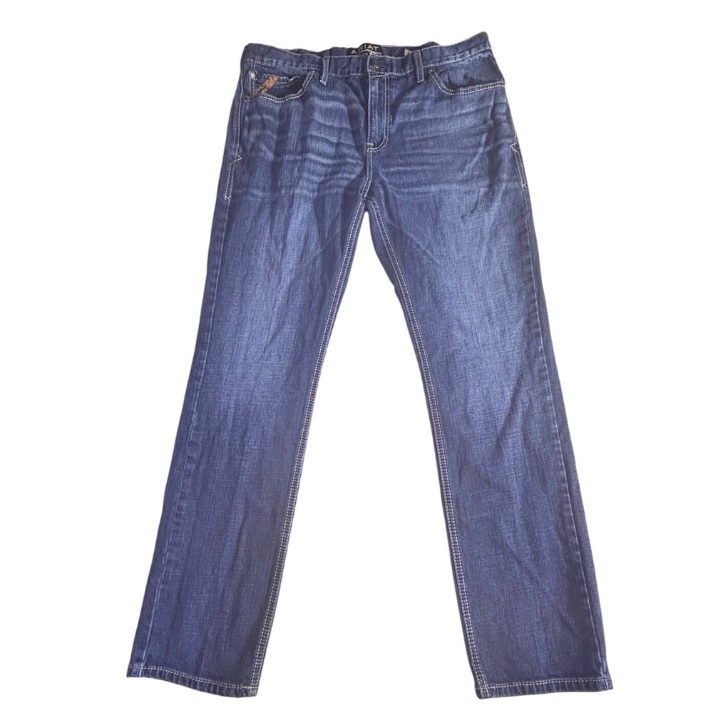 Ariat M8 Modern Slim Leg Jeans Mens 38x34 Dark Wash Denim Western Low Rise-2080